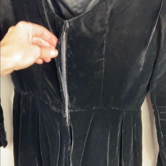 VINTAGE Crushed Velvet Bow Midi Dress Size M/L - Picture 12 of 16